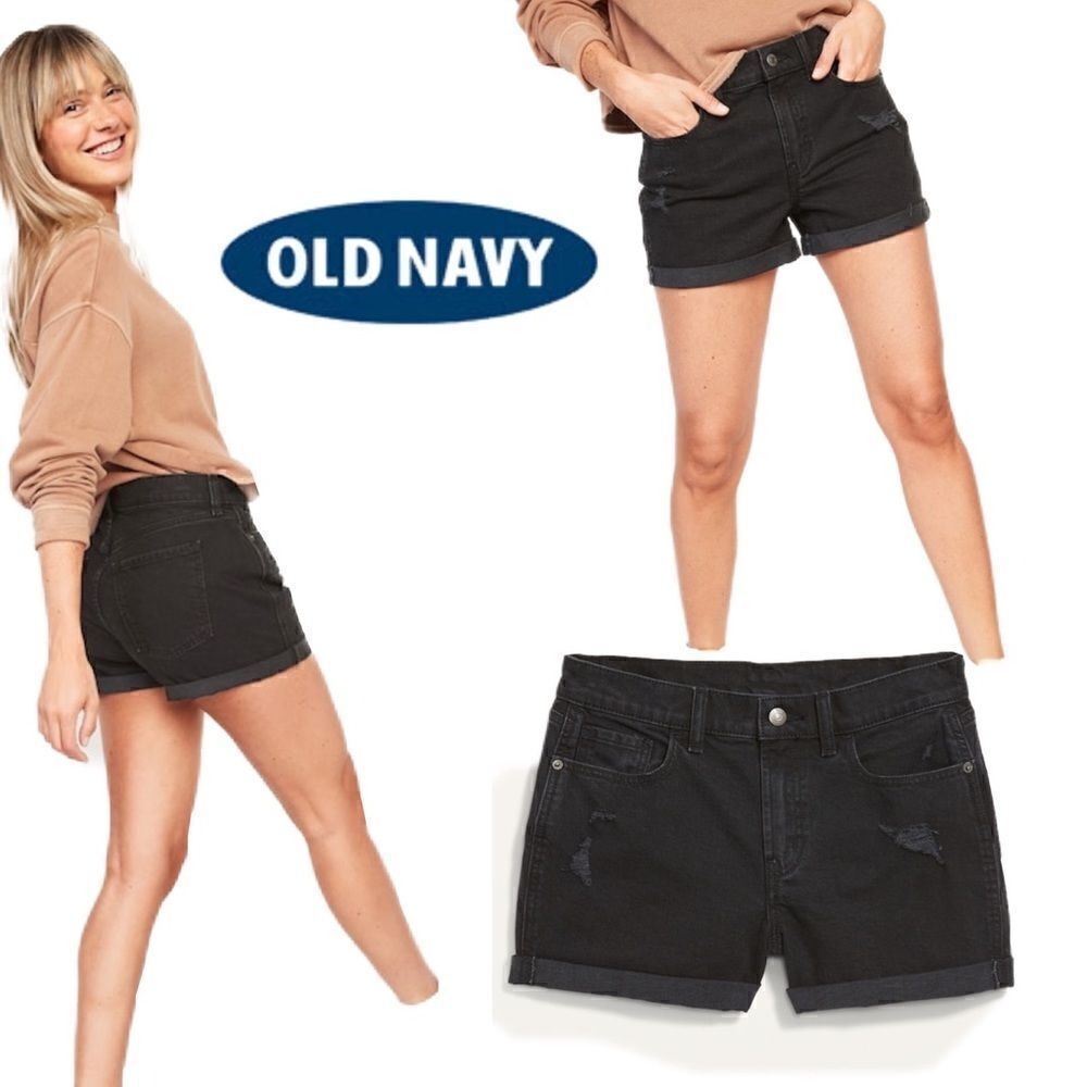 NWT old navy distressed black jean shorts